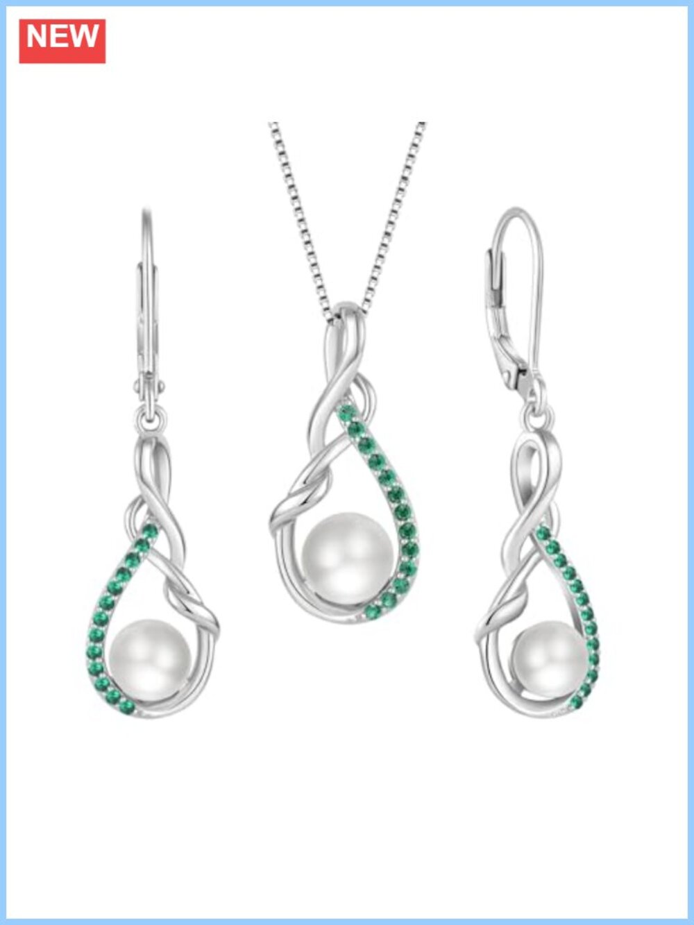 Freshwater Pearl Necklace Earrings Set 925 Sterling Silver Jewelry Gift
